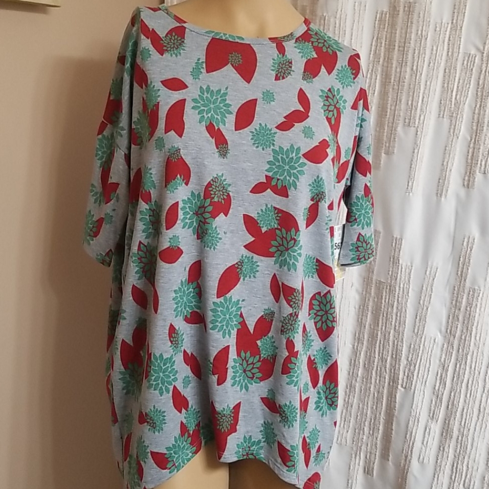 Gray/Green/Red Floral Lularoe Irma.  NWT